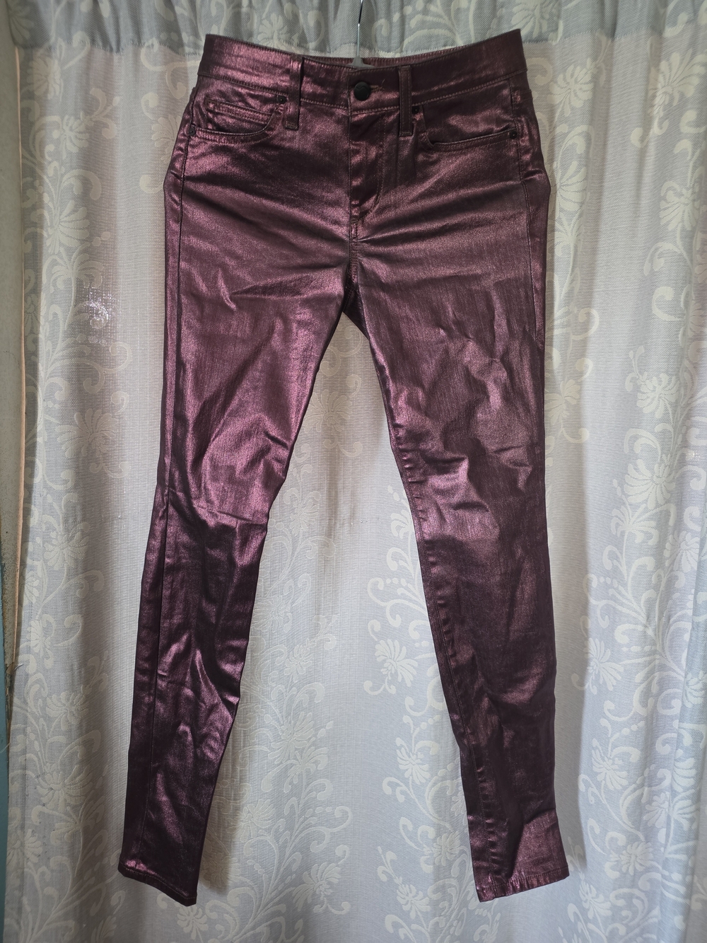 Joes Metalltic Coated Plum/Rasberry Skinny Jean Pants - Women